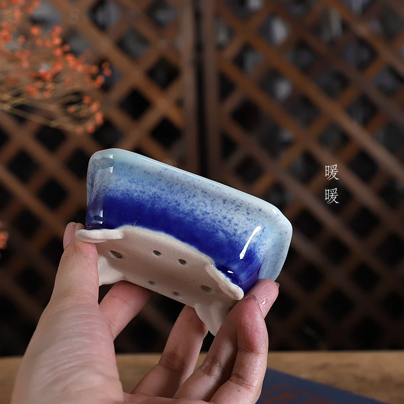 『撇脚抽角小长方』暖暖精选花盆精品手工釉盆冰裂多肉绿植盆景小