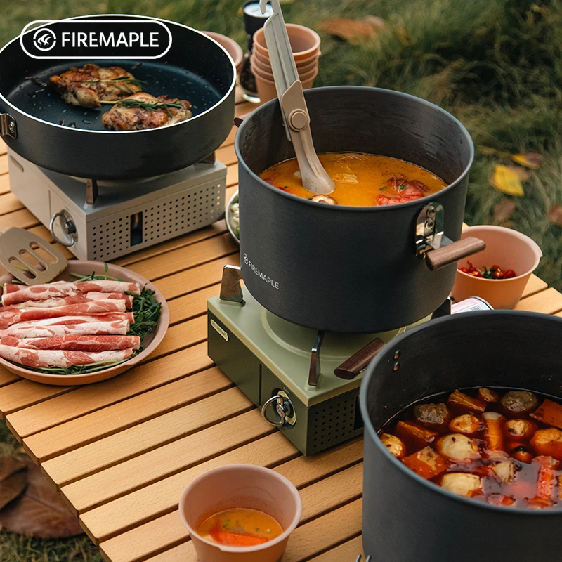 火枫盛宴6套锅户外便捷烹饪野营套锅自驾游团队便携野营炊具锅具