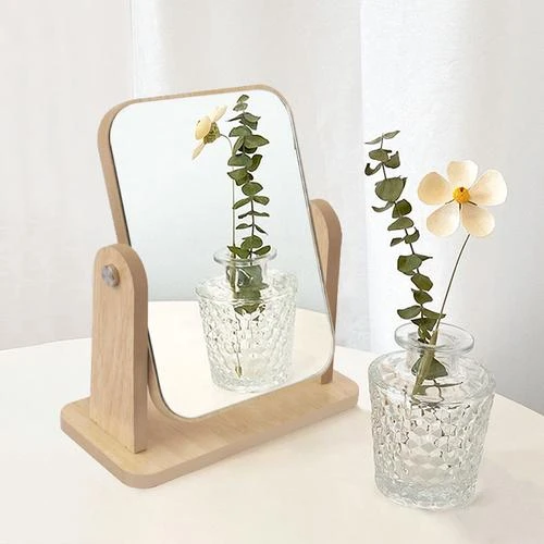 木质化妆镜家用可旋转学生宿舍桌面梳妆镜LY001