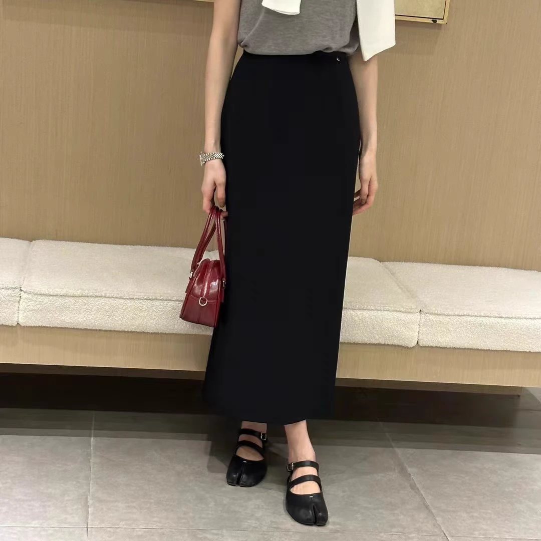 纯色高级感开叉半身裙显瘦气质直筒质感西装裙女
