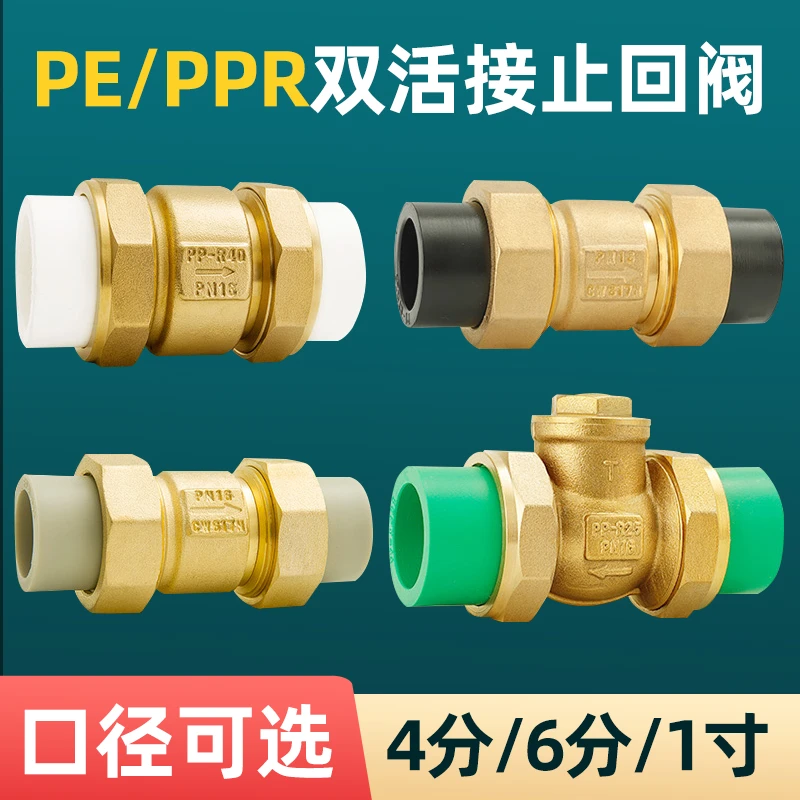 PPR立式止回阀自来水管水表全铜单向阀20止逆PE管4分6分DN15