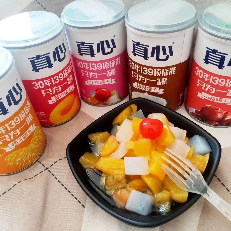 真心黄桃什锦山楂橘子水果罐头425g/罐带叉子优质营养罐装新鲜