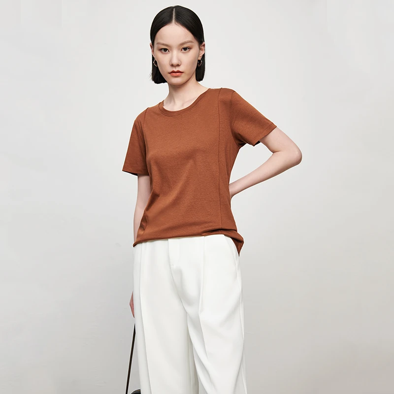 桑蚕丝辑线圆领小冰T 21316
