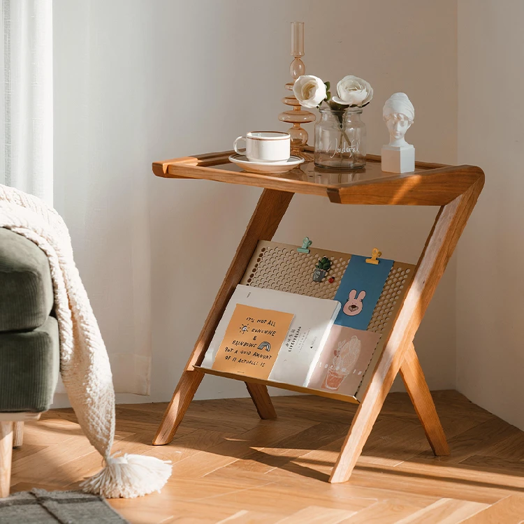 木邻【清仓大促】芝士边几 北欧实木小桌子沙发可移动钢化玻璃边几