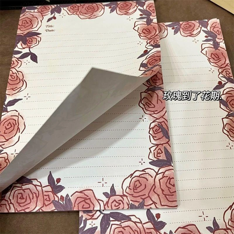小红书同款浪漫玫瑰花信纸ins拍纸本浪漫玫瑰告白书写纸学习纸