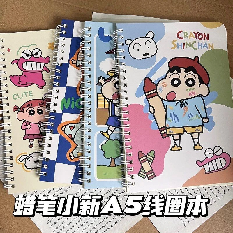 本子ins高颜值蜡笔小新笔记本A5线圈本可爱卡通记事本学生作业本