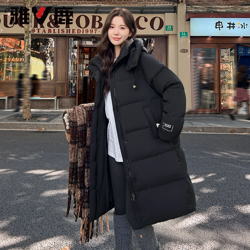 雅鹿2025新款泡芙零压羽绒服女冬季时尚超好看加厚保暖中长款外套