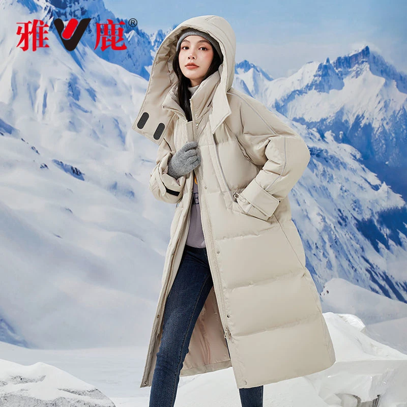 雅鹿羽绒服女2024年秋冬新款长款过膝冬季时尚休闲派克服防寒外套