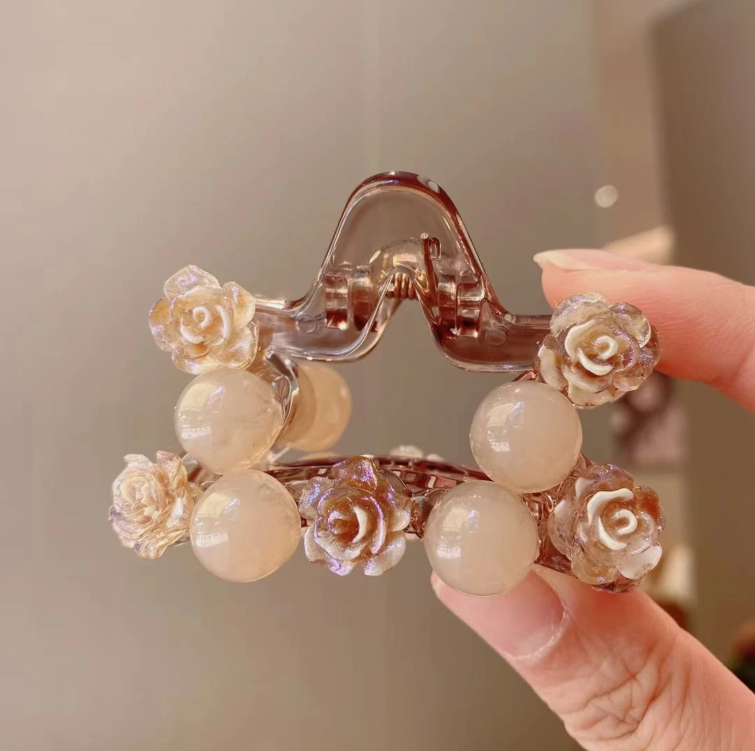 C1085新款韩版时尚五角星珠花抓夹ins简约可爱精致优雅