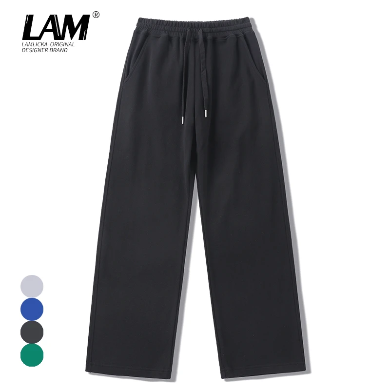 “LAM” 百搭纯色纯棉高街复古卫裤直筒休闲男女运动裤