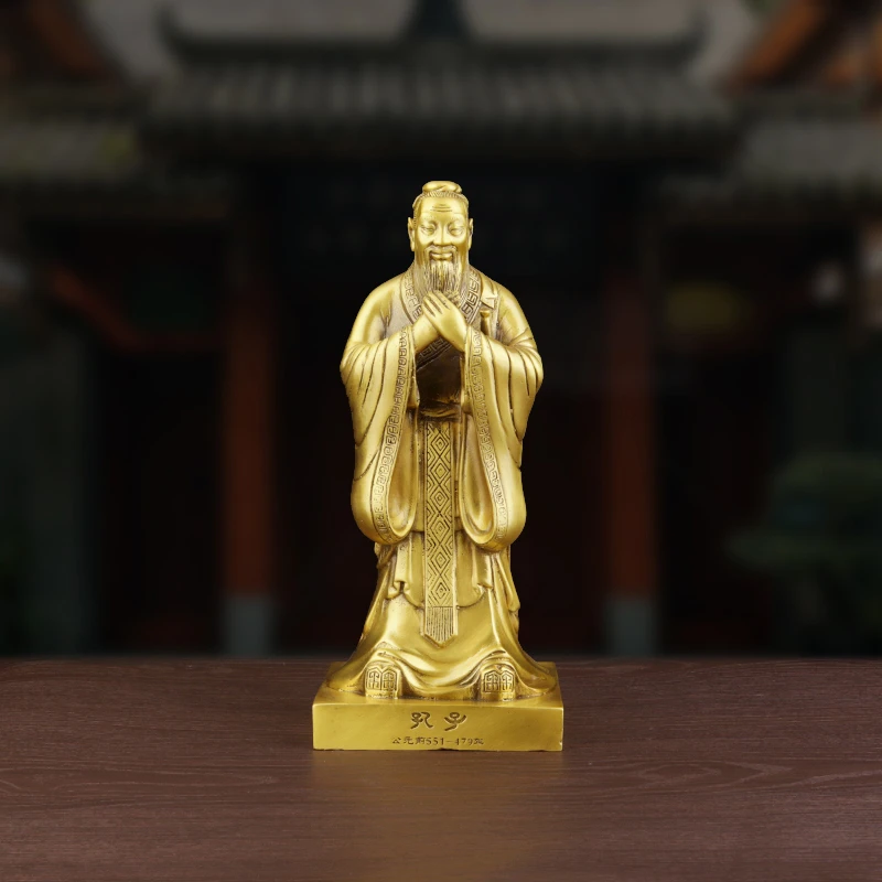 他向孔子雕塑全铜孔子摆件塑像孔夫子工艺品毕业礼物送老师装饰品