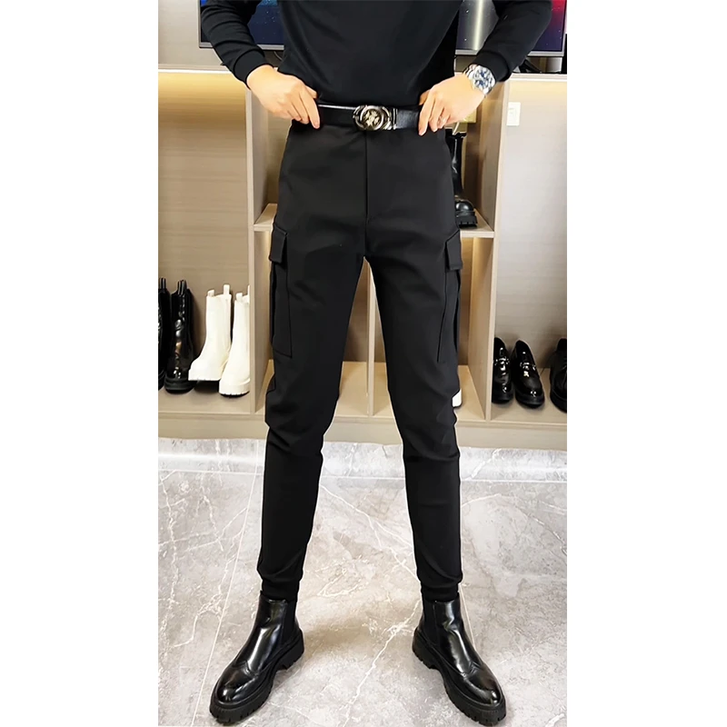 秋季新款韩版工装裤机能风束脚马丁靴裤原创休闲锥形裤修身小脚裤