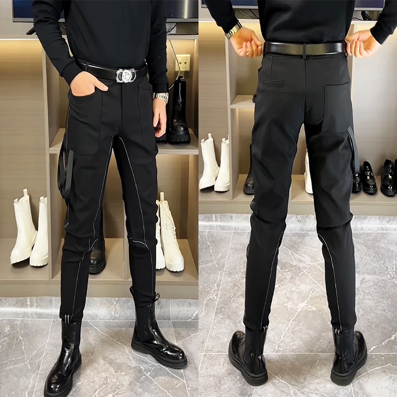 网红同款休闲裤男士黑色潮流束脚裤新款韩版小脚裤潮流时尚锥形裤