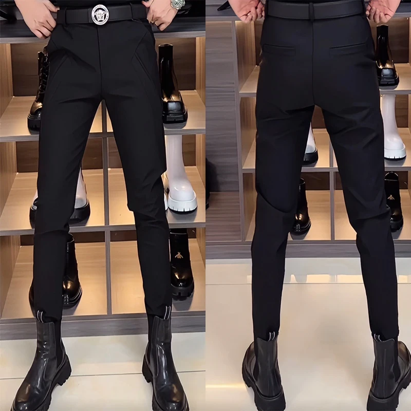 新款休闲男士小脚裤高级感轻奢小西裤显腿长马丁靴男裤痞帅束脚裤