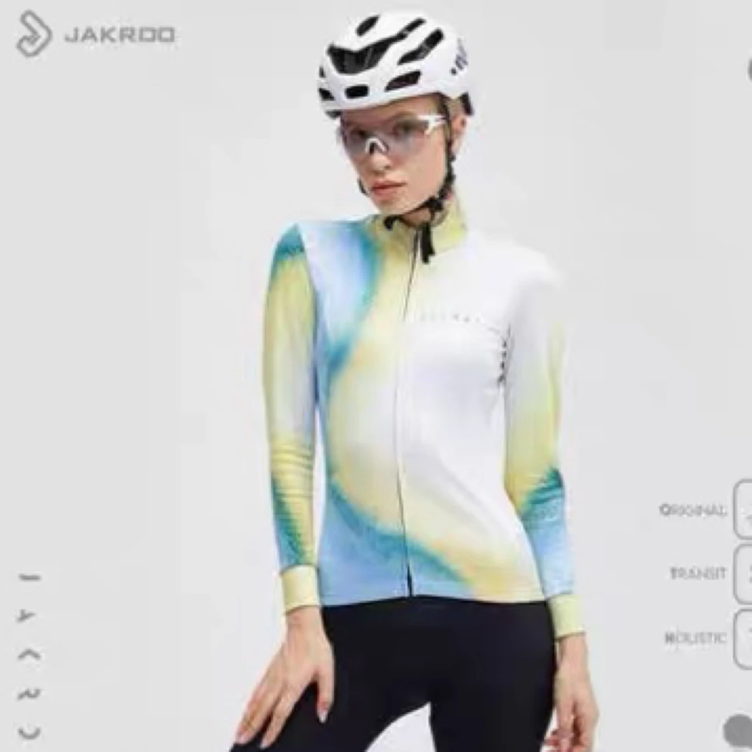 捷酷秋冬玉苔女士抓绒长袖骑行服户外骑行装备