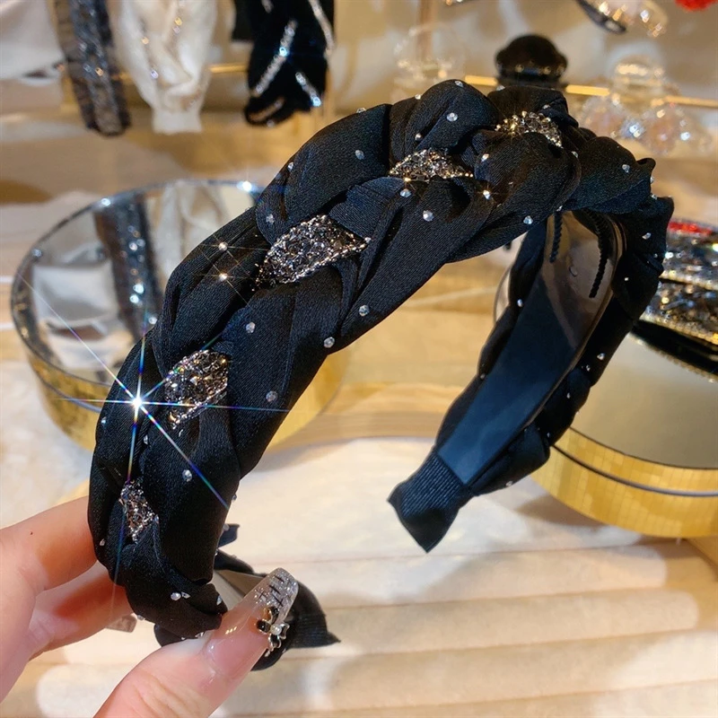 精致高颅顶发箍女高级感水钻头箍带齿防滑辫子洗脸发卡满天星头饰