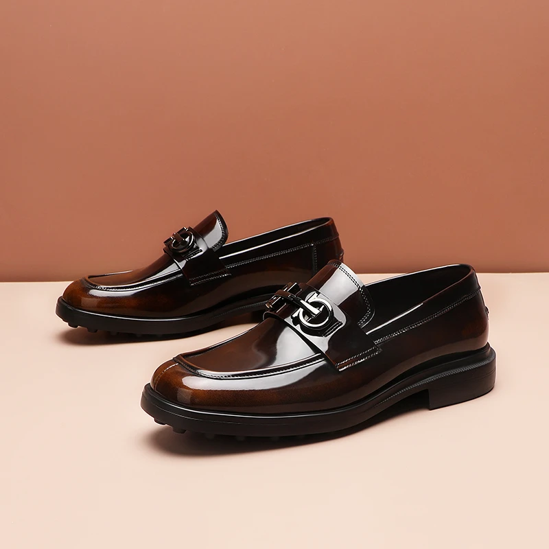 新款男士商务皮鞋乐福鞋时尚牛皮单鞋男鞋百搭透气真皮英伦风