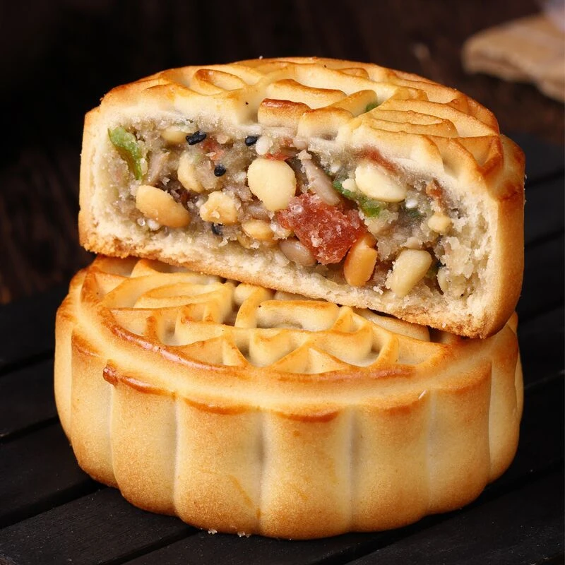 【100g/个】广式传统老五仁大月饼五仁黑芝麻多口味中秋美味大月饼