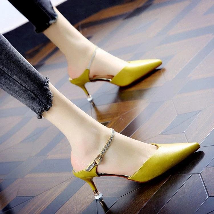 包头拖鞋女夏外穿时尚2024新款半拖高跟尖头超火法式小众凉拖