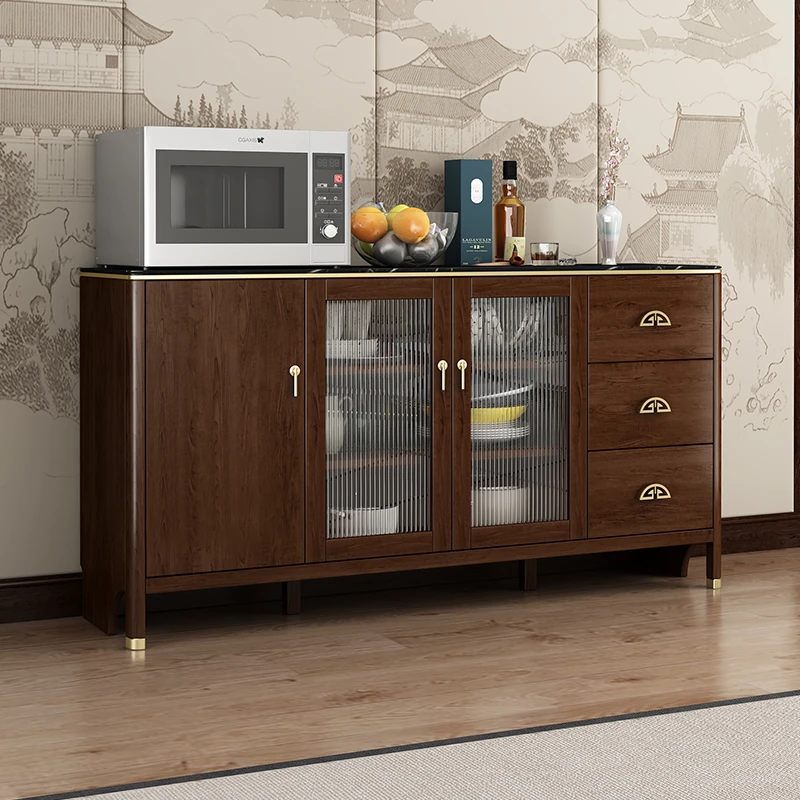 新中式实木餐边柜家用客厅靠墙大容量储物柜酒柜收纳柜厨房置物柜