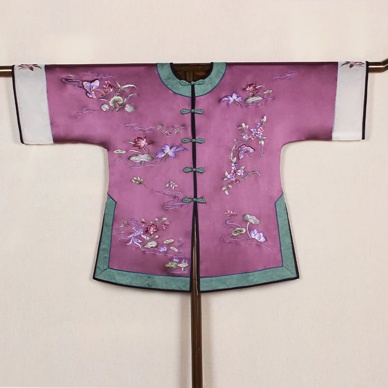 【夏雨荷】复古新中式纯手工桑蚕丝香云纱中国风绣花对镜女士上衣