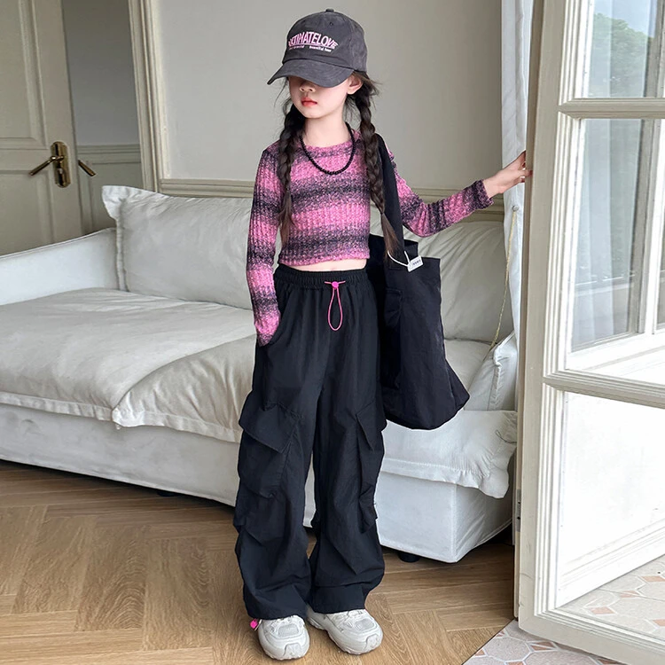 女童时髦秋装洋气2025新款儿童套装韩版女孩网红工装裤春秋两件套