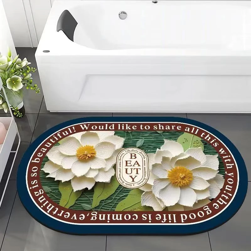 硅藻泥轻奢入户门卧室门厕所卫生间浴室厨房吸水防滑地毯地垫脚垫