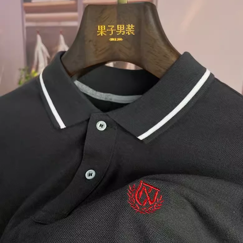 纯棉珠地网眼短袖POLO衫男修身不掉色不起球半袖T恤帅气汗衫灰X01