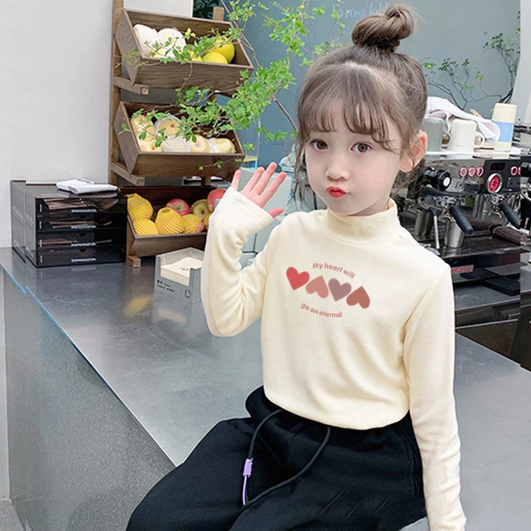 女童德绒保暖打底衫秋冬新款洋气时髦女孩半高领中大童保暖上衣潮