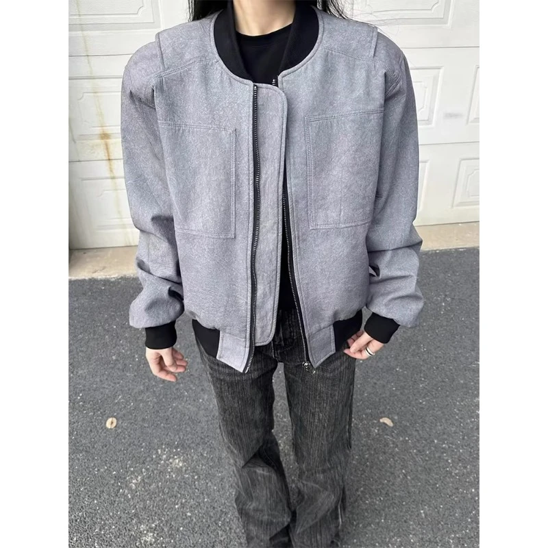 gosnace美式短款棒球服外套男痞帅高级感cleanfit棒球领正肩夹克