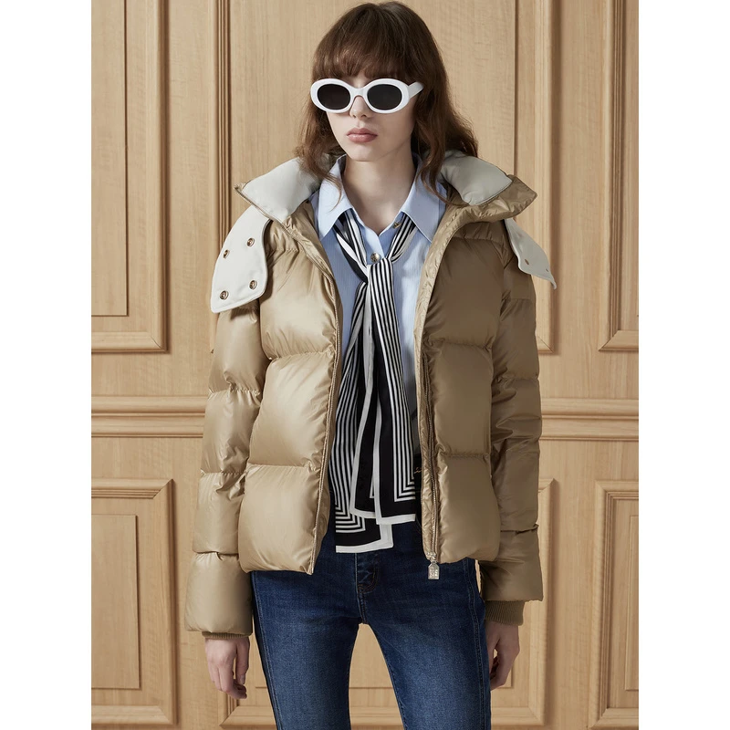 DKNY/唐可娜儿【新款】时尚潮流气质撞色内里连帽女士羽绒服