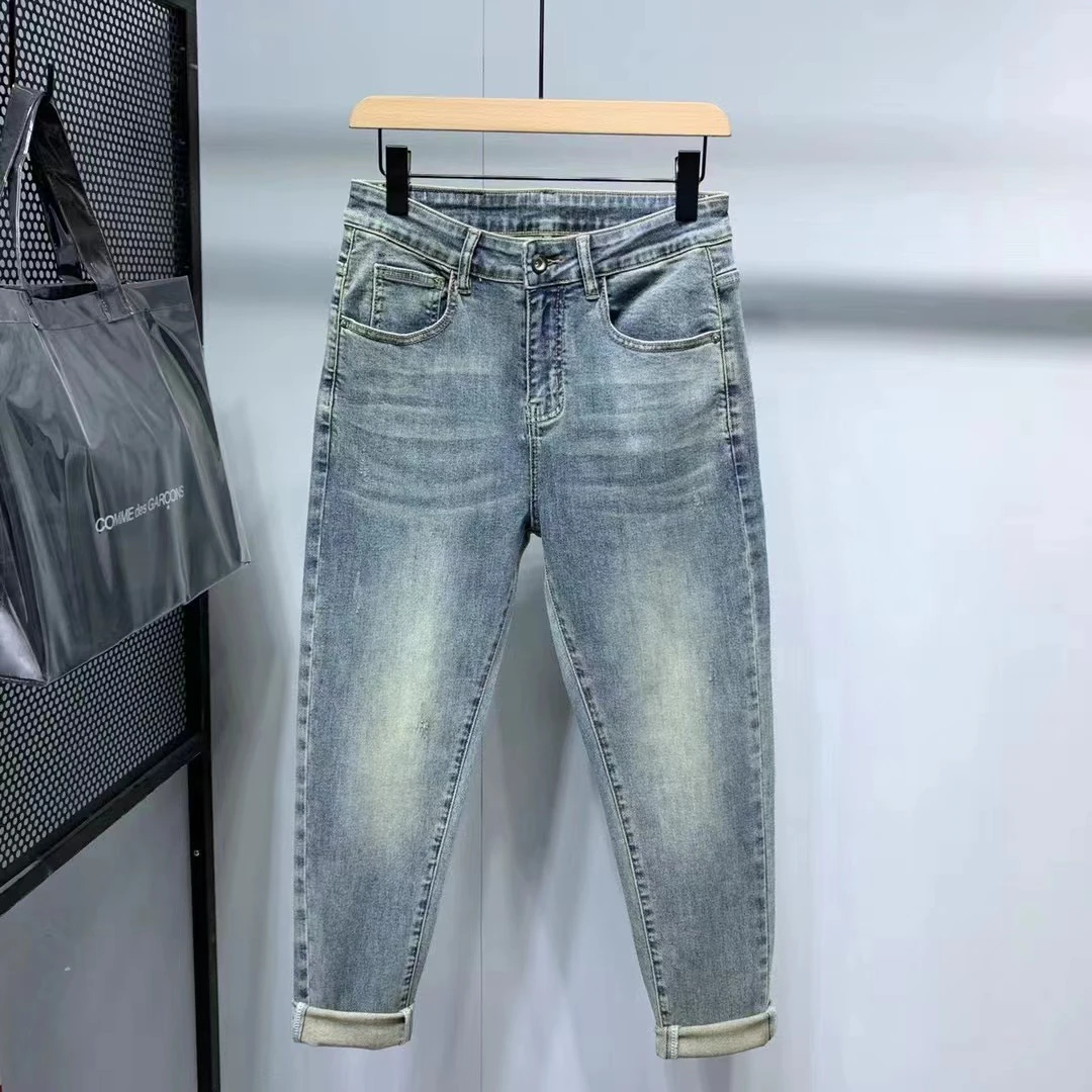 9288夏季新款男士男牛仔裤子高弹修身小直脚版型时尚百搭中高腰