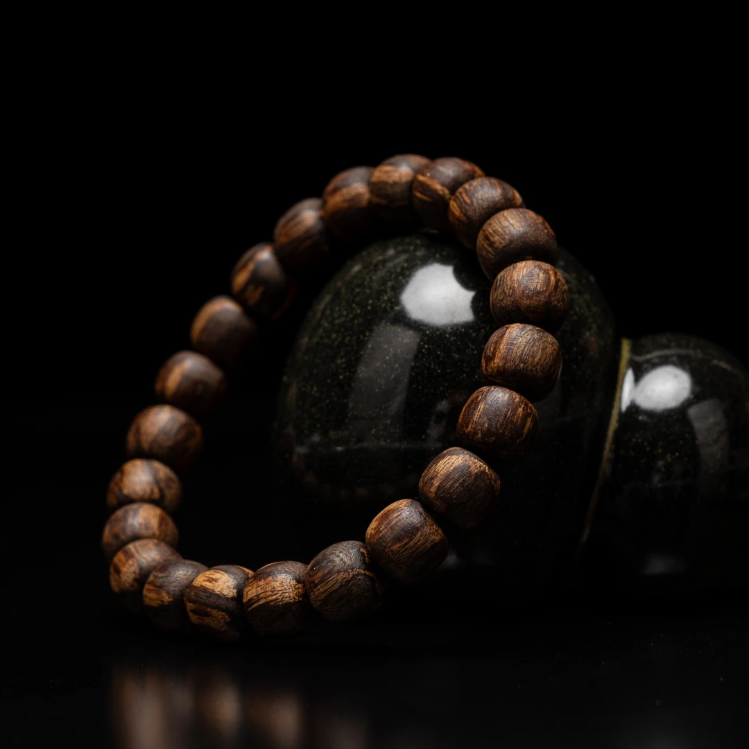 【收藏级天然野】越南芽庄白棋沉水级  9mm鼓珠天花板沉香手串