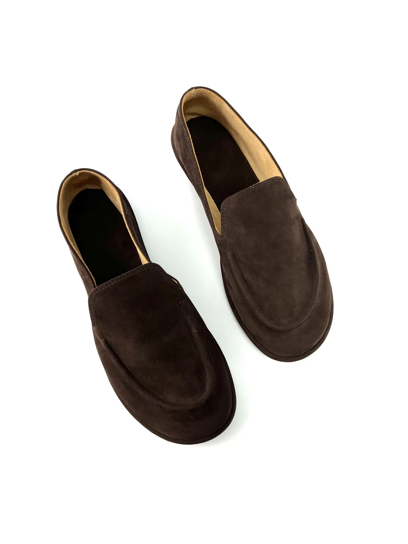 新款秋冬时尚简约舒适平底爆款老钱风透气圆头软底网红乐福鞋女