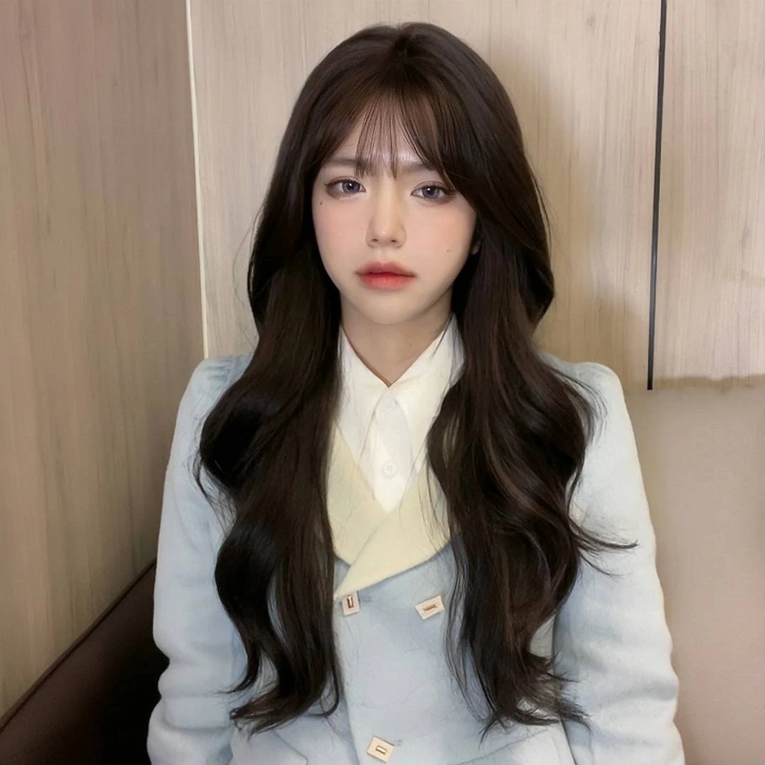 假发女法式刘海手织轻薄蕾丝服帖长卷发大波浪修脸网红整顶全头套