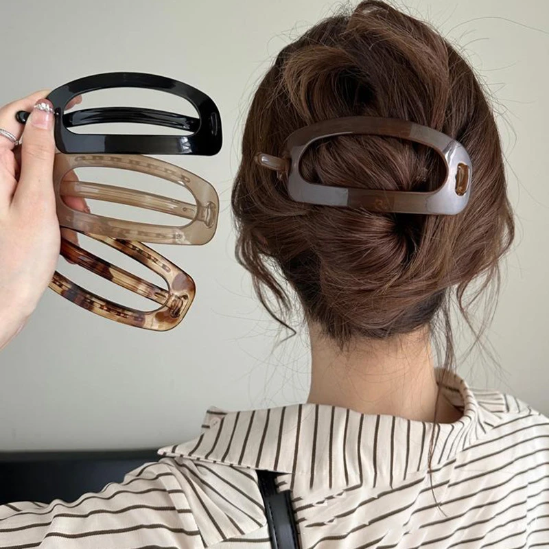 韩系简约椭圆几何发夹小众时尚新款气质鸭嘴夹高级感个性百搭发饰