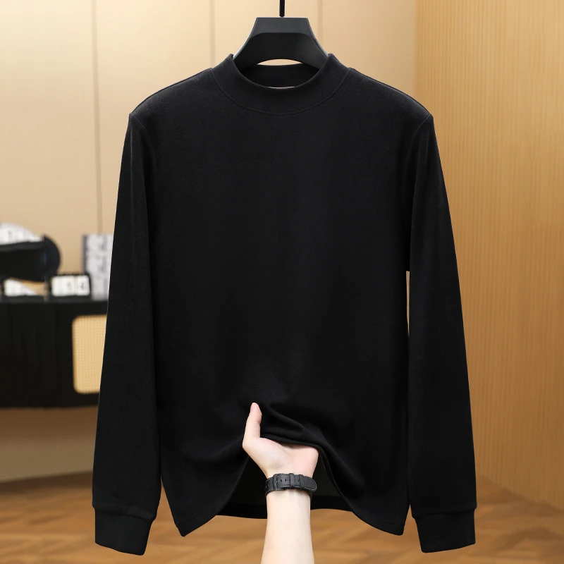 石墨烯半高领打底衫男秋冬德绒休闲保暖加厚内搭上衣男士长袖T恤
