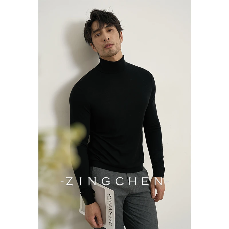 【羊毛中的王者】ZINGCHEN奢华200支羊毛半高领毛衣 男士针织衫