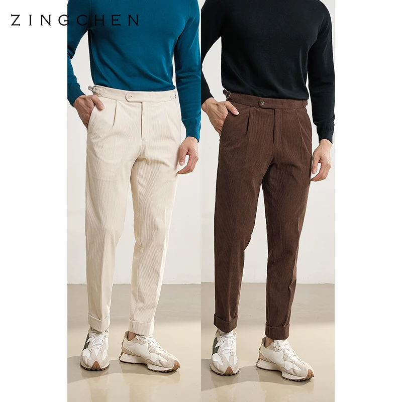 【那不勒斯高定】ZINGCHEN秋冬灯芯绒休闲西裤男 单褶百搭长裤
