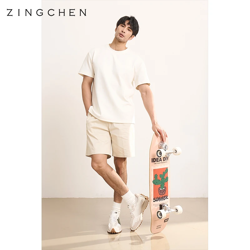 【SORONA索罗娜记忆纤维】ZINGCHEN阔形短袖T恤男 肌理条纹感纯色