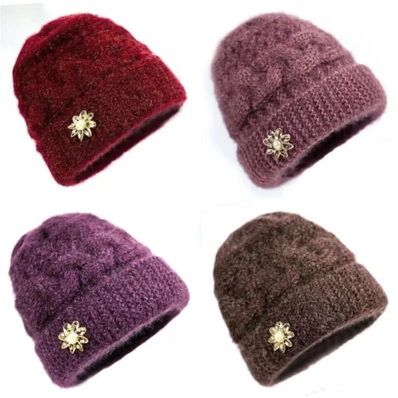 冬天老年人80岁老奶奶帽子女加绒厚保暖护耳毛线中老太太妈妈棉帽