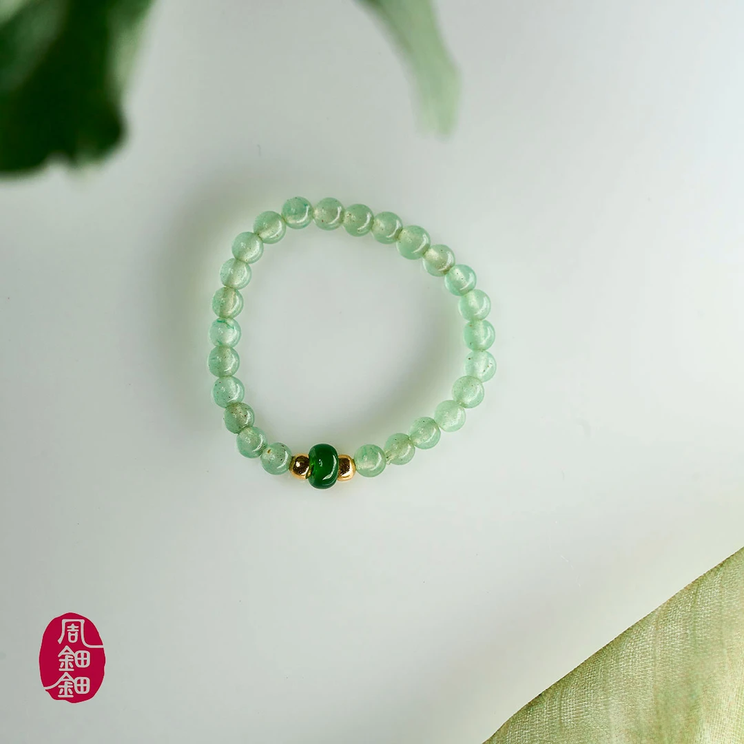 周钿钿®|玉陵尔|天然东陵玉18K金翡翠戒指