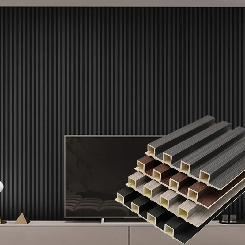 大长城生态木吊顶护墙板材料 凹凸形背景墙装饰板 竹木纤维格栅板