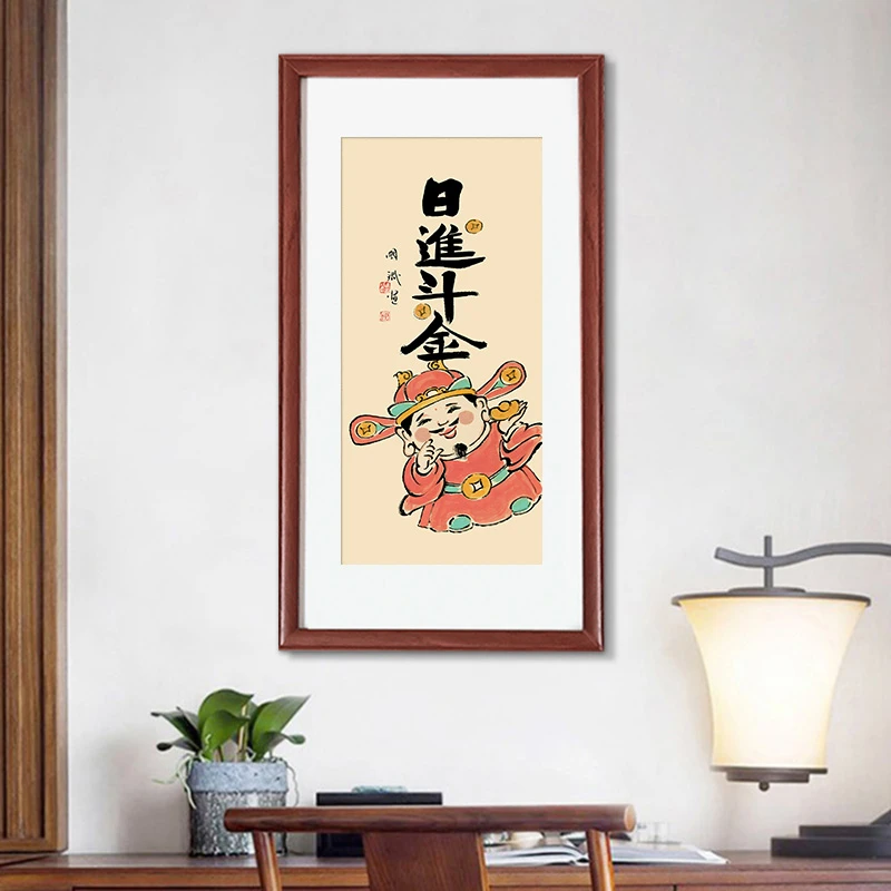 进斗金新中式餐厅装饰画书法两联画饭厅餐桌挂画网红壁画3870义乌