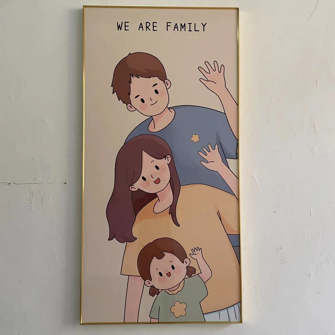 现代简约客厅装饰画餐厅玄关走廊卧室壁画挂画一家三口80160