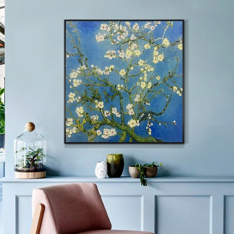 手工装饰画砂岩油画方形横客厅卧室填笔艺术铝合金挂画花8080