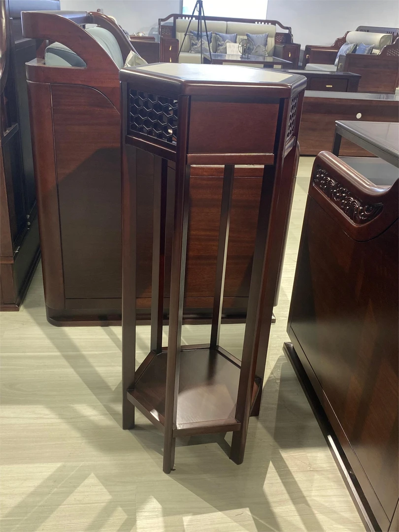 #新中式乌金木多功能置物架花架#春日上新禅意轻奢落地客厅家用