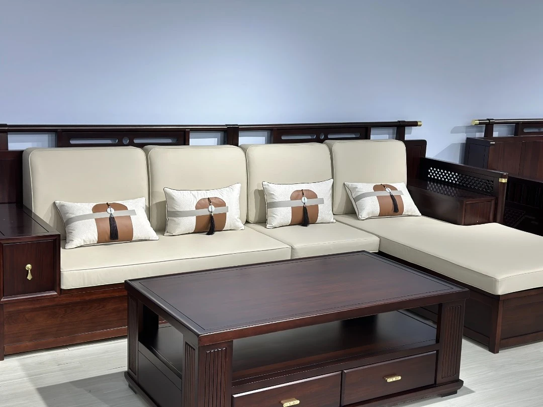 #新中式乌金木沙发#【阖家欢乐】春日上新禅意木质储物成套两用