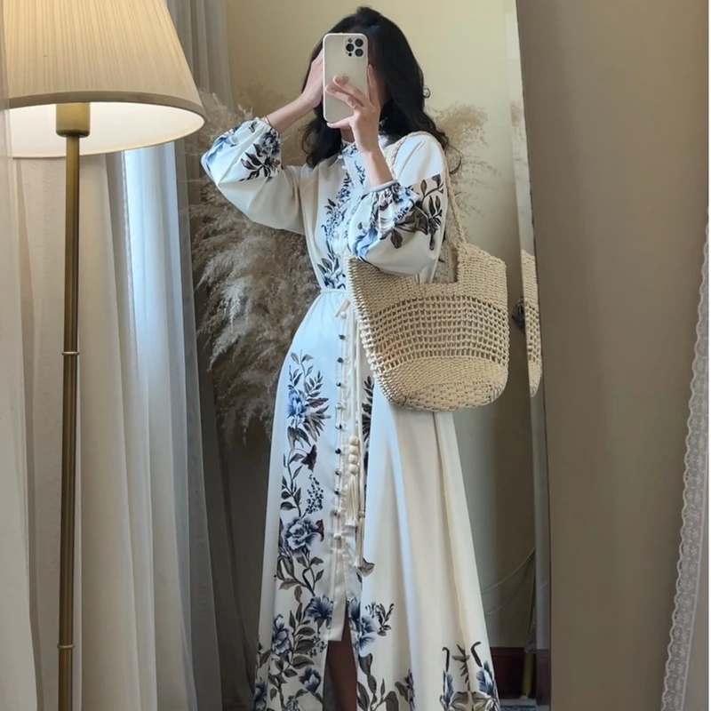 【ROUROU】古韵雅存｜廷风复古收腰大摆新中式连衣裙Ro-2474