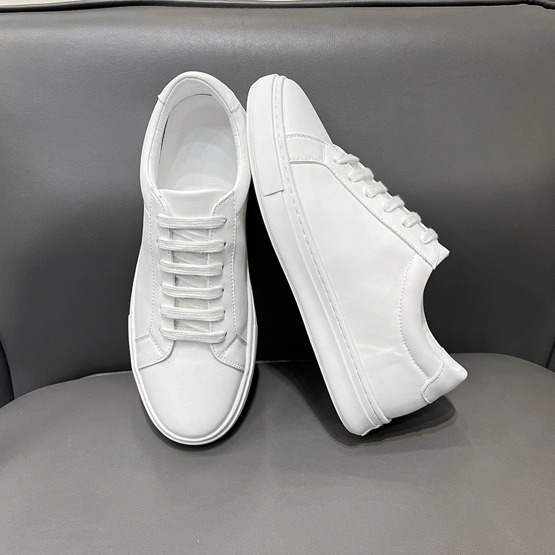 春季百搭男鞋潮鞋夏季男士PU皮小白鞋韩版帅气休闲鞋男士系带板鞋